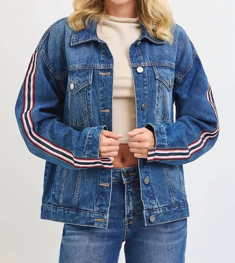 NEW RISEN oversized side strap denim jacket in dark blue